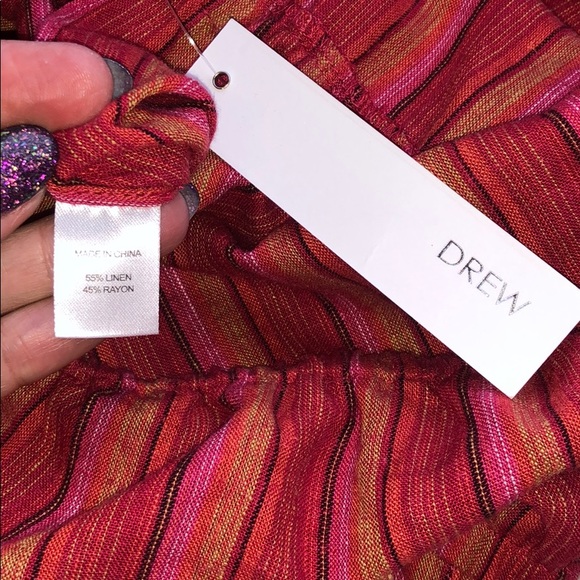 Anthropologie Drew red magenta striped jumpsuit - Picture 9 of 10